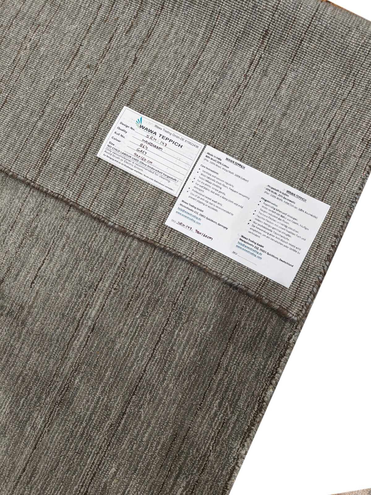 Ročno tkana preproga 90x160 siva volna lanena sijajna površina dnevna soba SH147