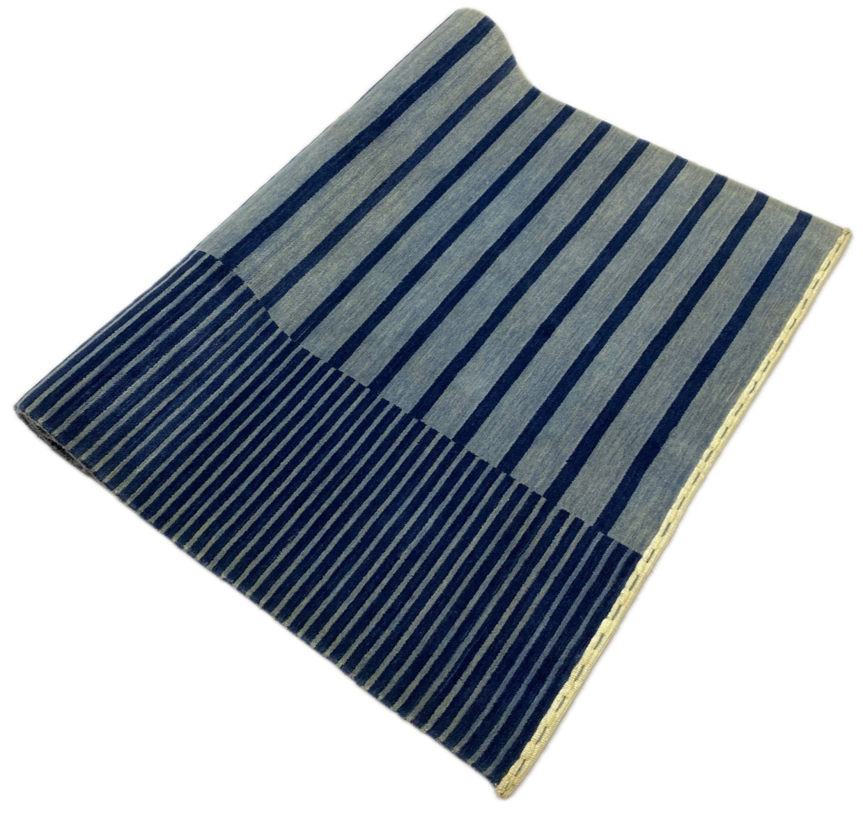 Ručně vyrobený vlněný koberec 125x185 cm Vysoce kvalitní Tmavě modrý Světle modrý Moderní 191