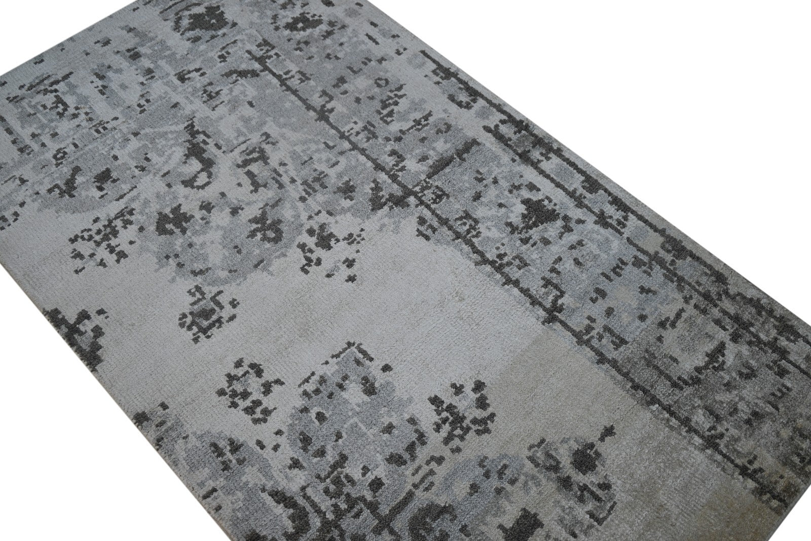 Moderna ročno vozlana bambusova preproga 90x150, vintage srebrna preproga za dnevno sobo SH150