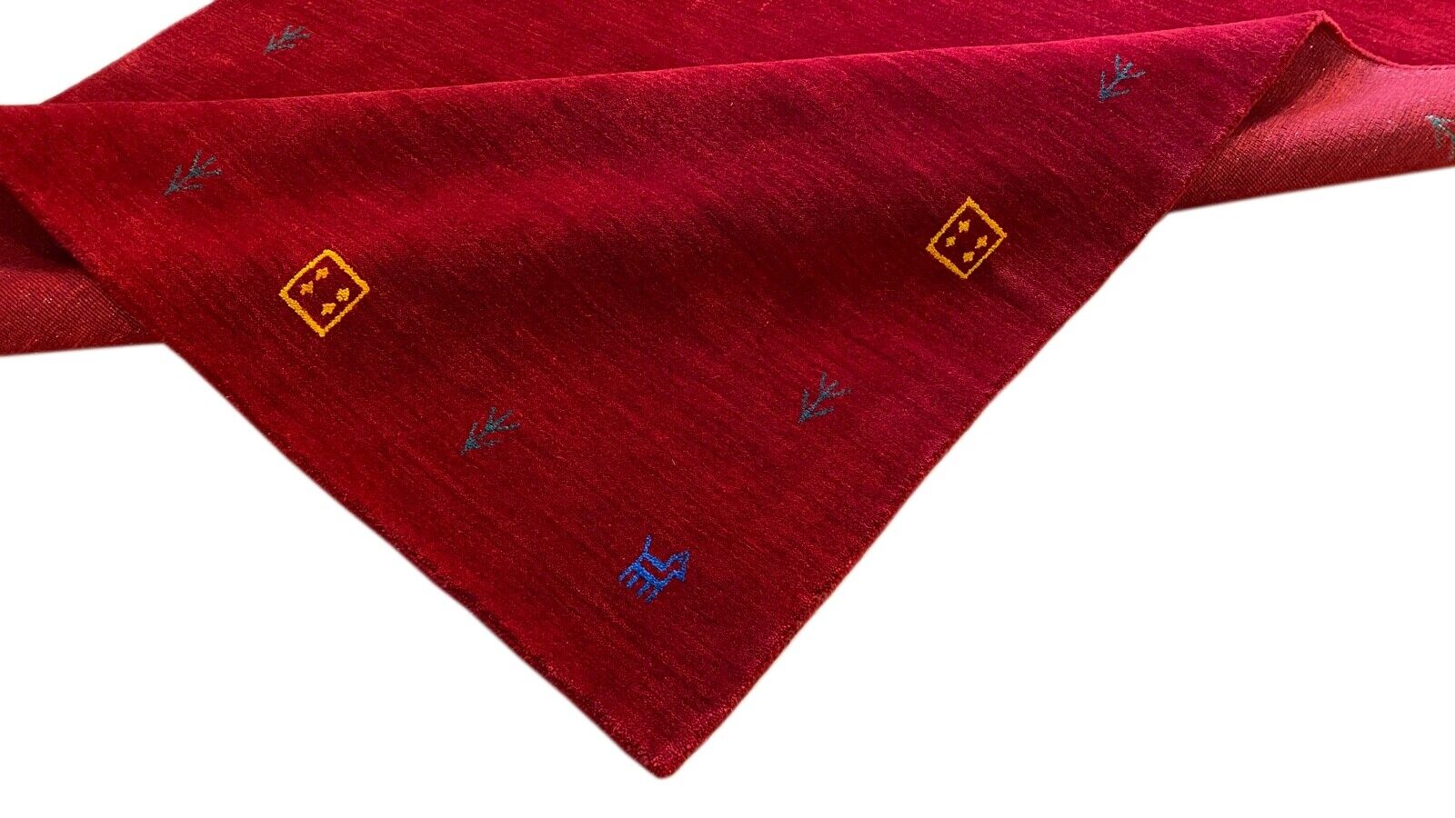 Gabbeh Teppich Rot 100% Wolle Orientteppich Handgewebt Loom Brücke G543 T4