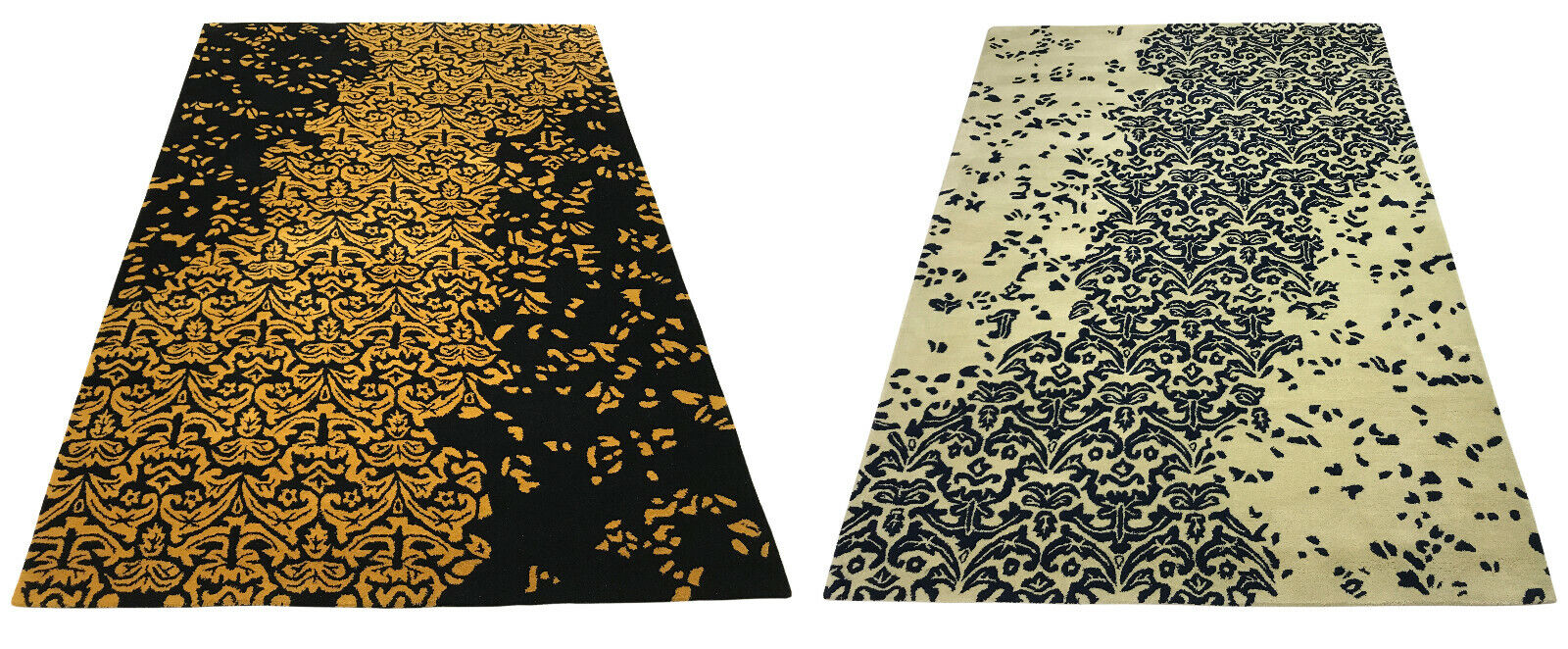 Designer Teppich 160X230 Handarbeit Gold Schwarz Beige Blau Orient Debbich