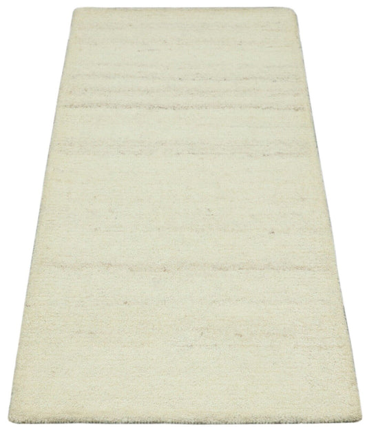 Gabbeh Teppich 100% Wolle 70X140 cm Handarbeit Beige Grau Handgetuftet T1032