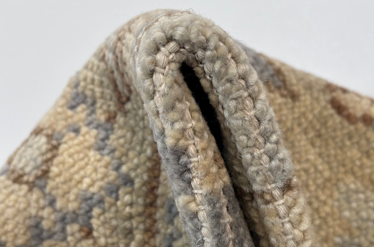 Handgeknüpfter Wollteppich 60x90 cm Kurzflor Modern Beige Teppich D758