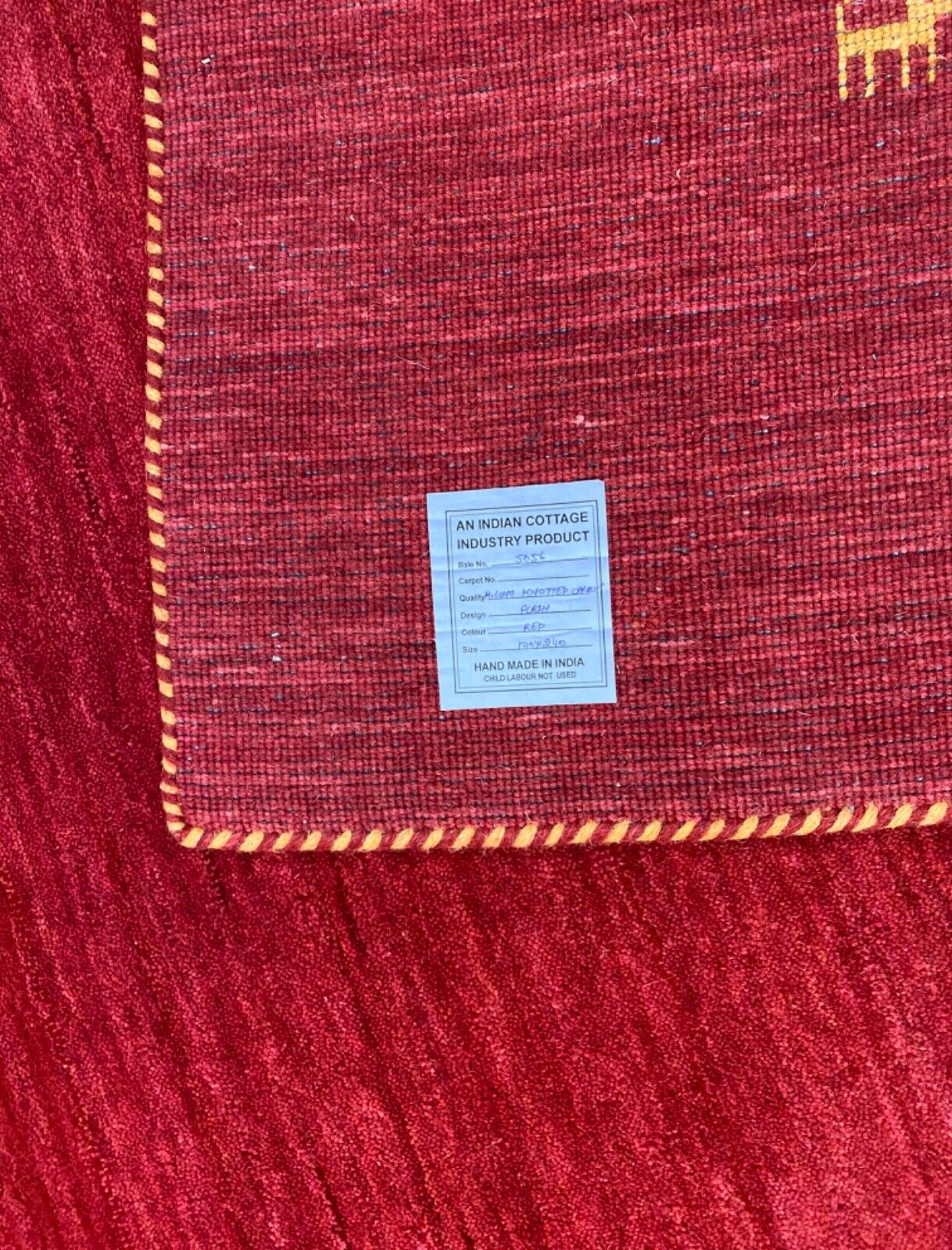 Rot Teppich 100% Wolle 170x240 cm Handgewebt Gabbeh Orientteppich
