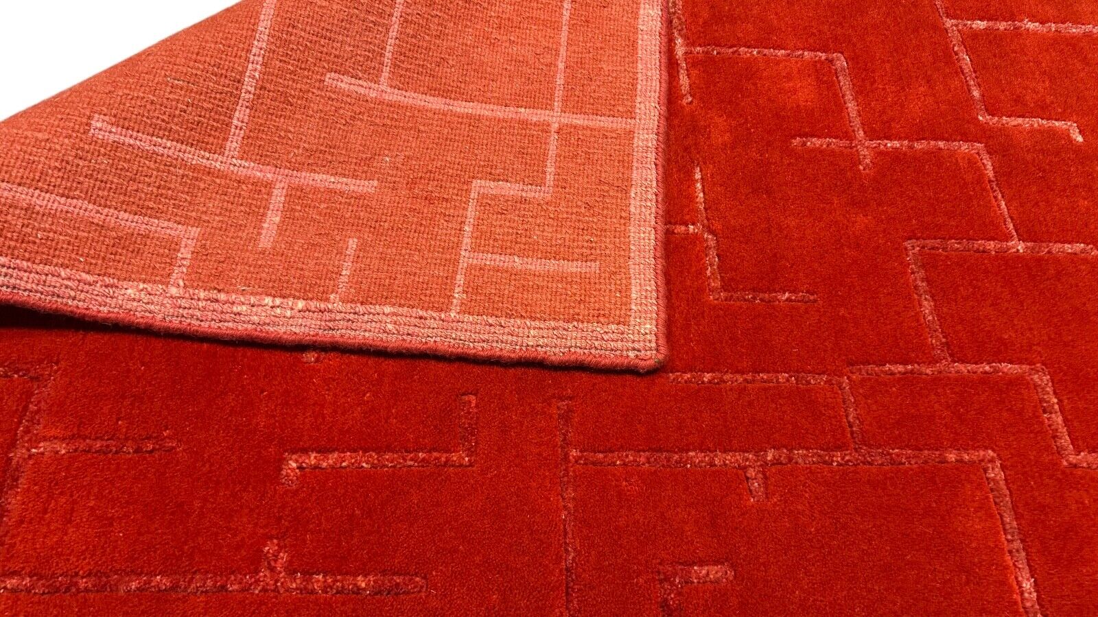 Tappeto nepalese rosso, annodato a mano, lana, bambù, seta, tappeto orientale, 125x185 cm