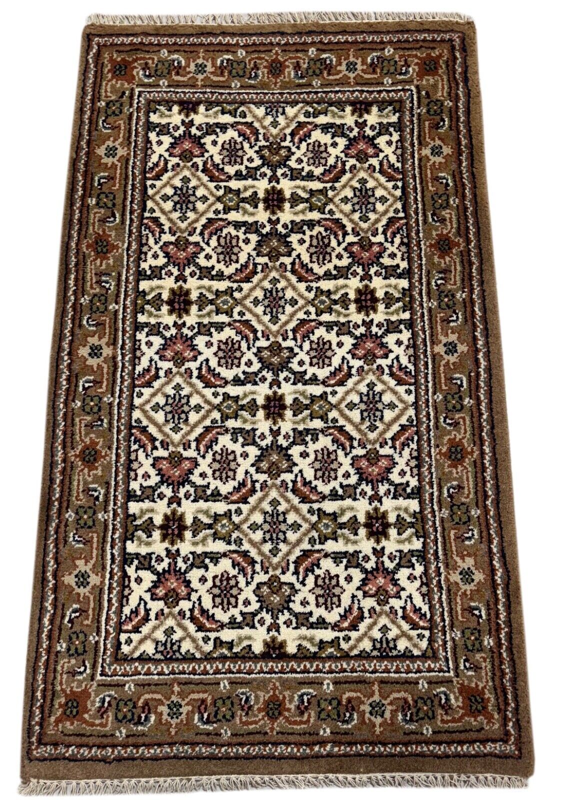 Herati Handgeknüpft Teppich 100% Wolle Orientteppich Beige Braun