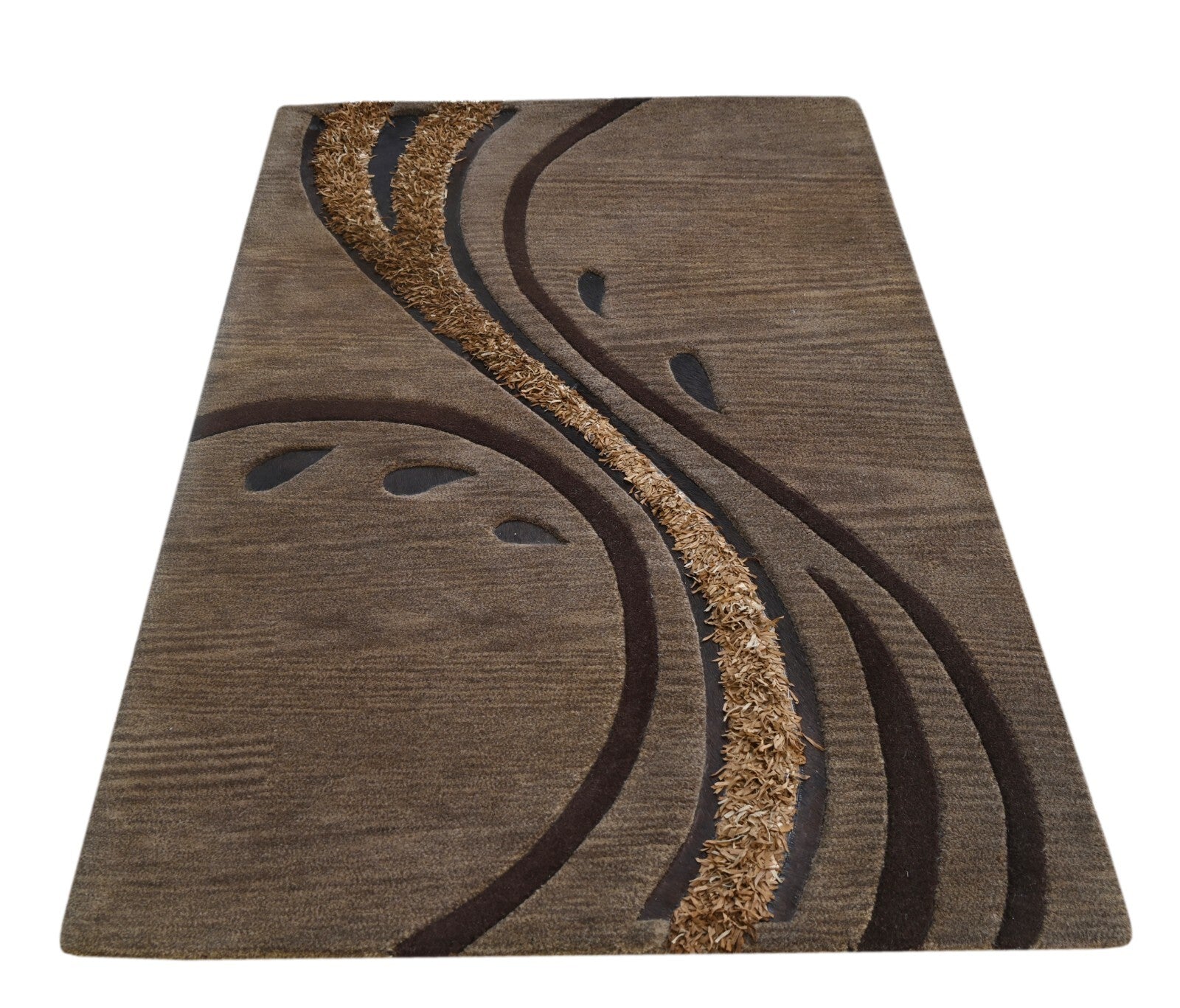 Handgetufteter Wolle teppich 120x180 braun Modern Wohnzimmer SH250