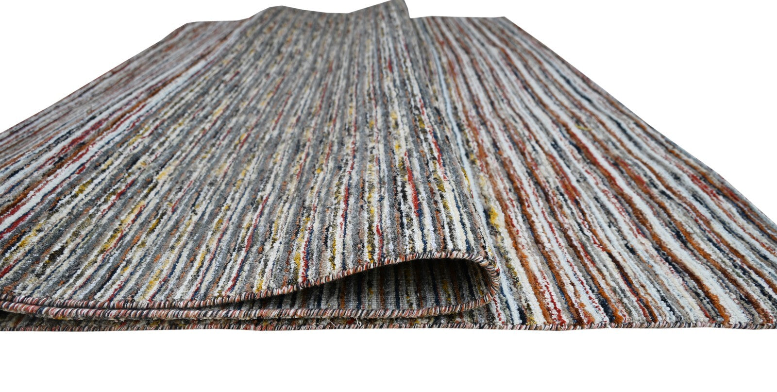 Handgewebter Teppich 250x300 Multi-Grau Glanzoptik Wolle Wohnzimmer SH248