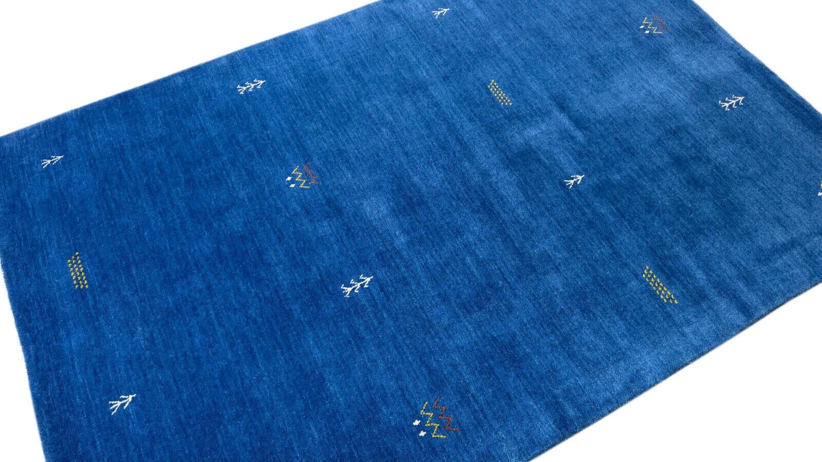 Gabbeh Blau Teppich 120x180 cm Handgewebt 100% Wolle Lori Debbich Loom G64T6