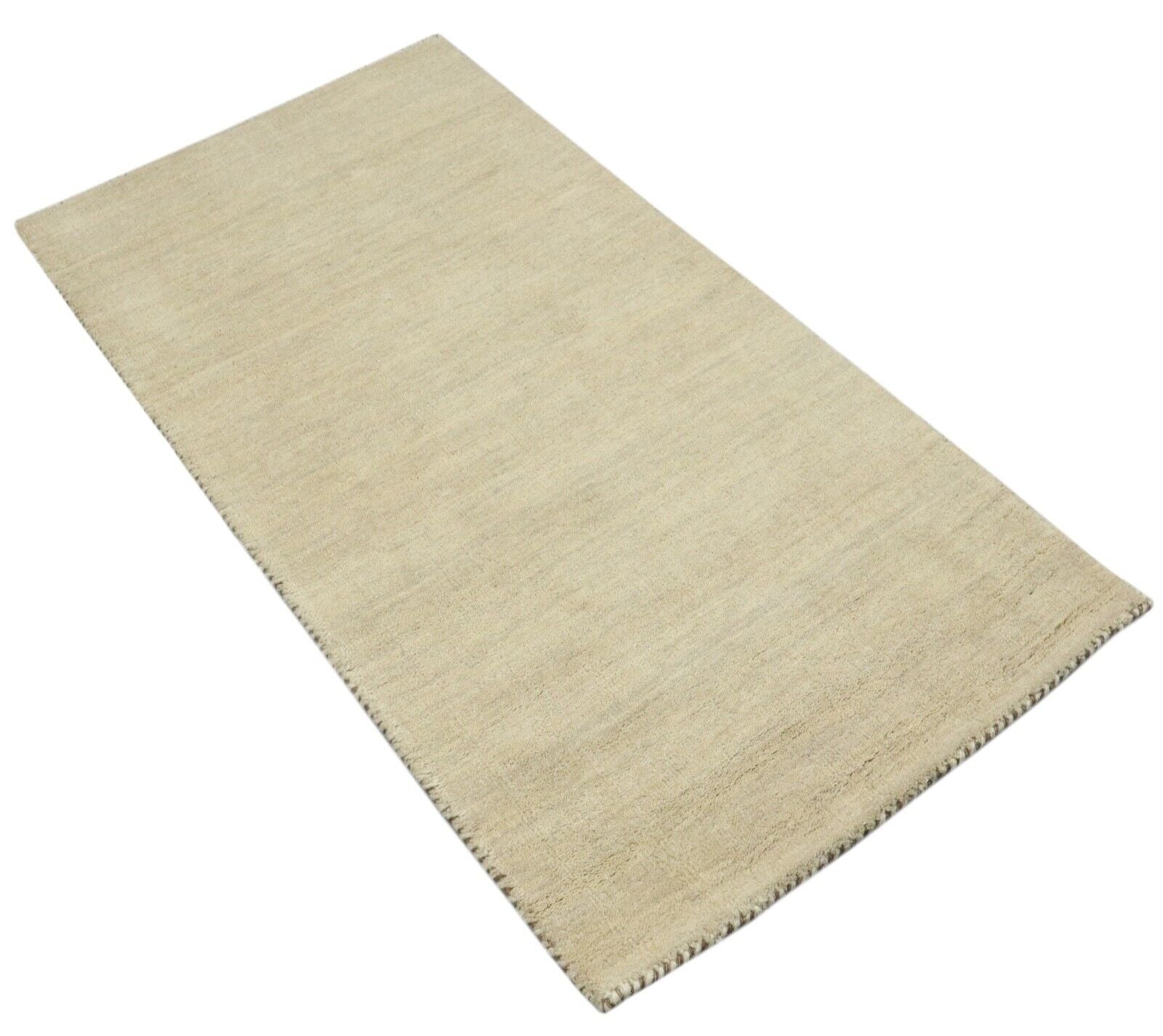 Gabbeh Teppich 100% Wolle 70X140 cm Handarbeit Beige Handgetuftet T1036