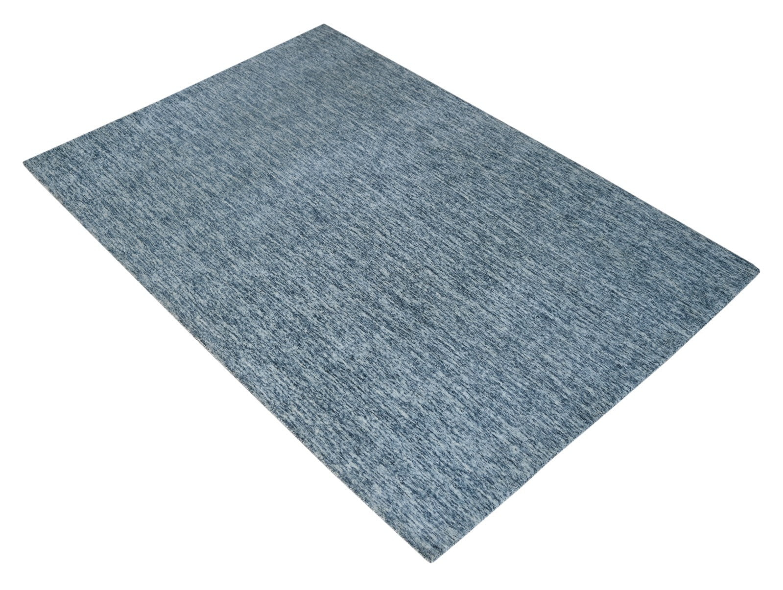 Handgewebter Teppich 120x180 Silber Glanzoptik Wolle Wohnzimmer SH180