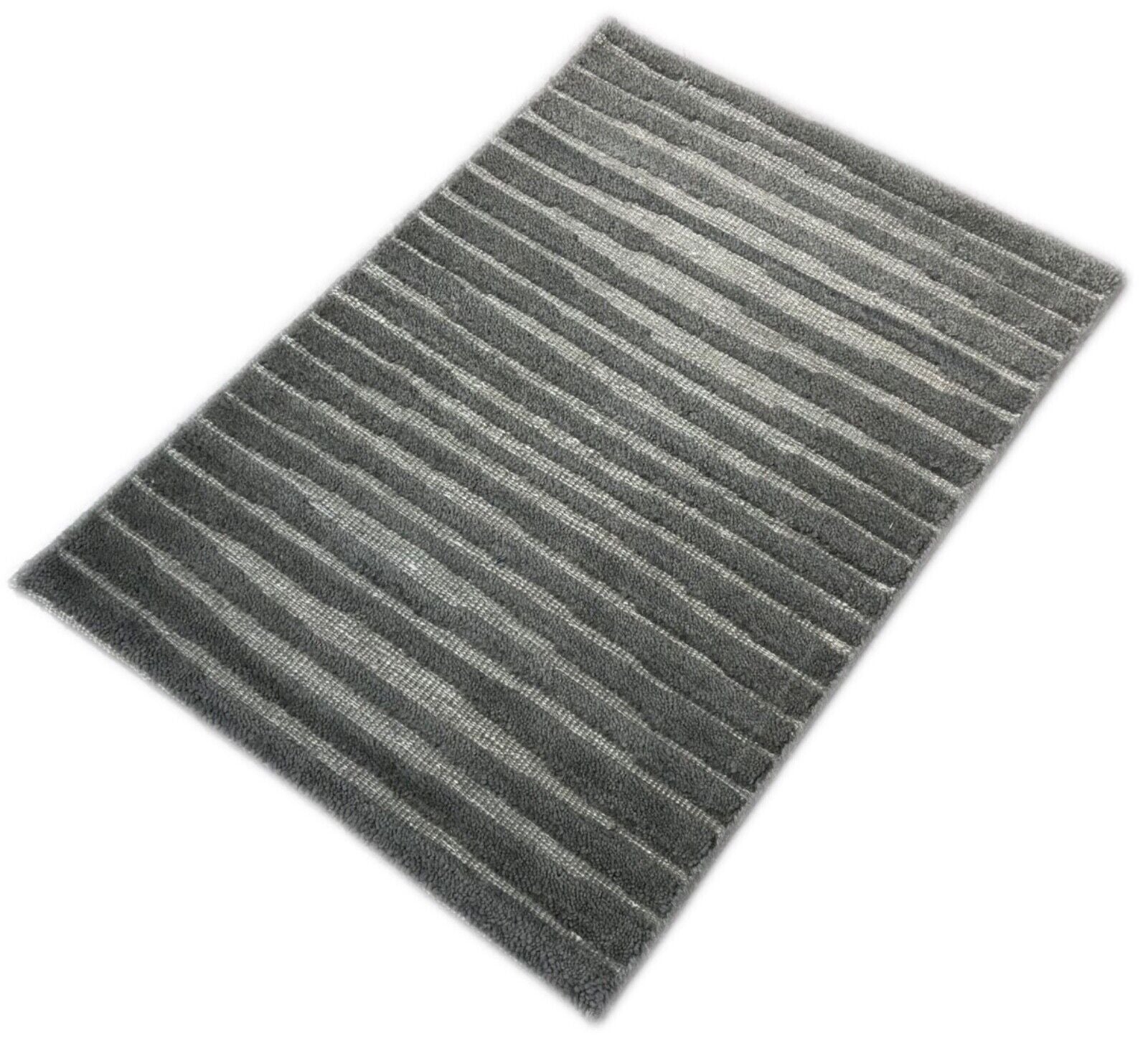 Kézzel csomózott gyapjúszőnyeg 60x90, modern szürke és bézs, DKD-768