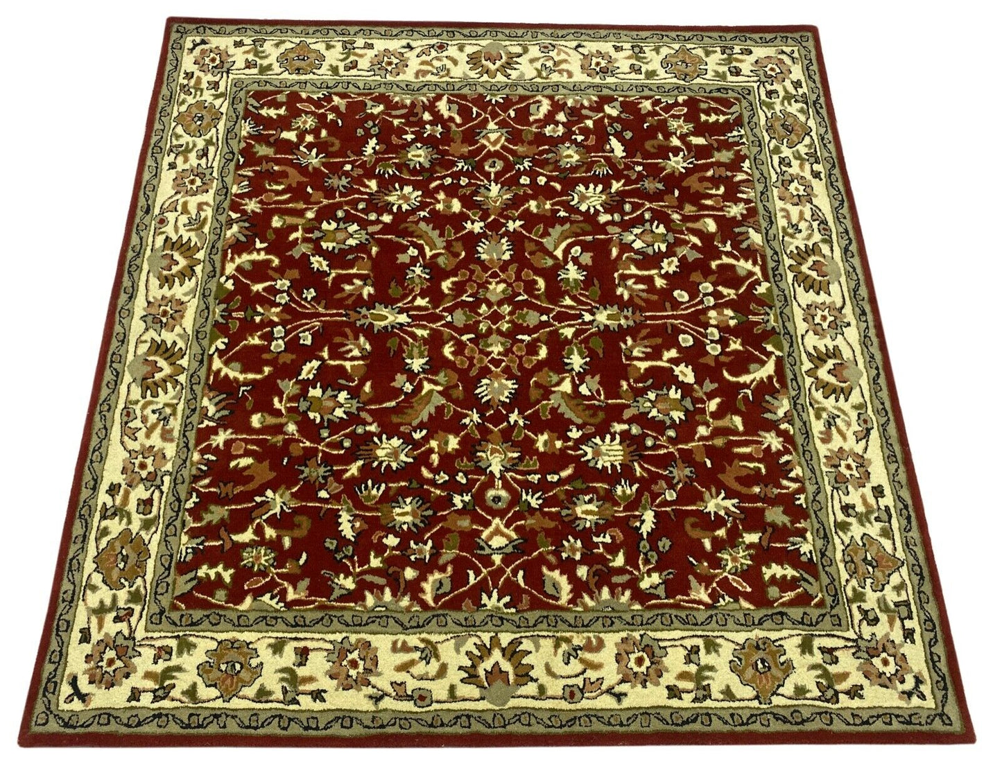 Orientteppich Rot Teppich 100% Wolle Herati Braun Beige Handgetuftet Handgewebt