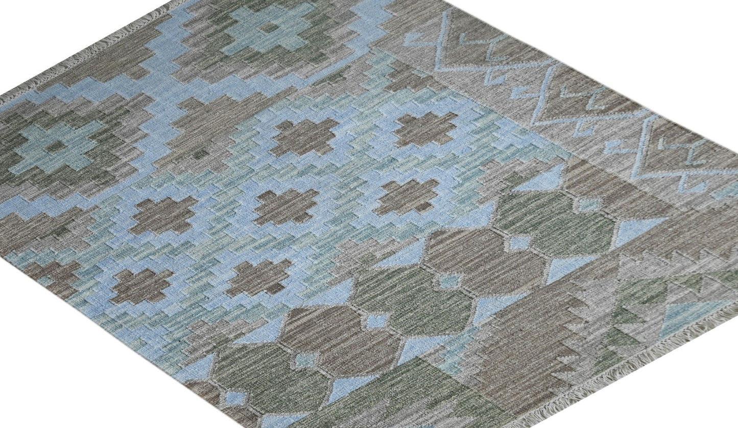Bunter Wollteppich 120x180 cm Handgefertigt Modern Teppich sh193