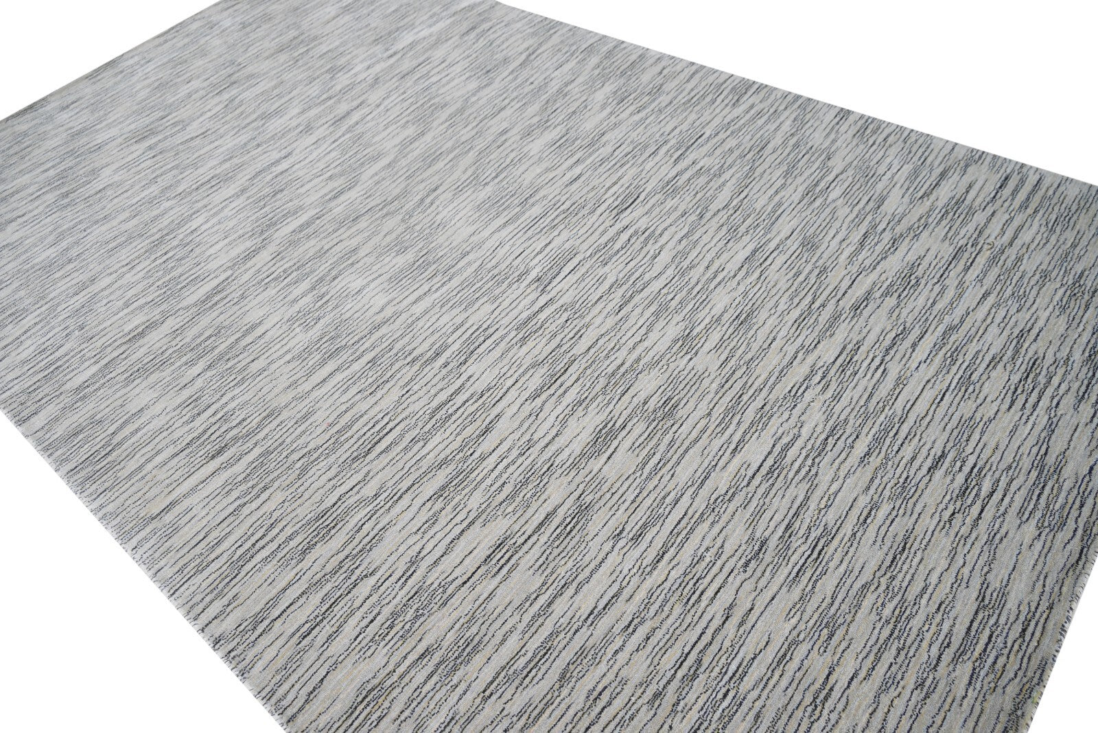 Handgewebter Teppich 160x230 Silber Glanzoptik Wolle Wohnzimmer SH141