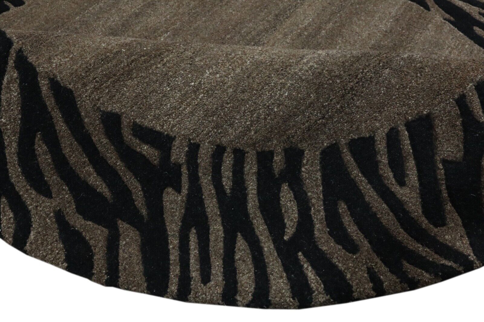 Rund Kaffeefarbe Teppich 100% Wolle 150X150 cm Handarbeit Handgetuftet T948