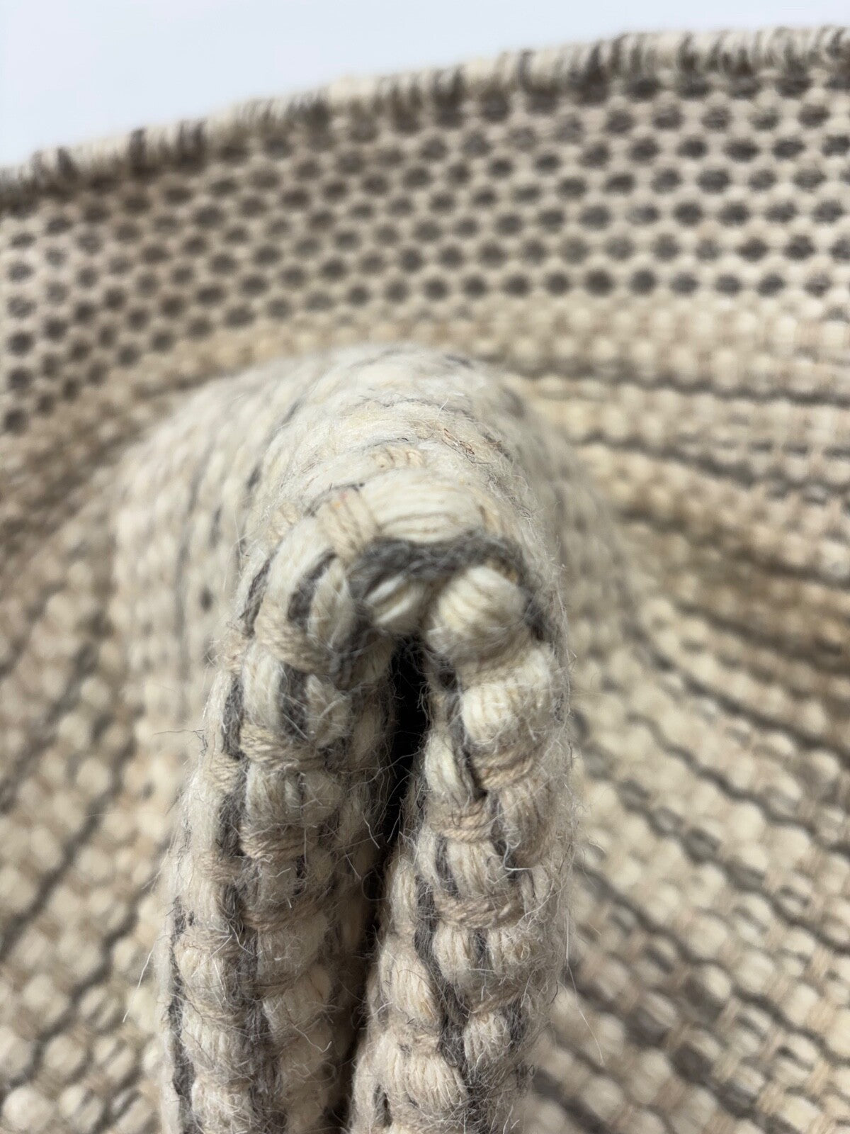 Handgefertigte Kilim Dhurry Teppich 60x90 cm Naturbeige Grau 100% Wolle DWD555