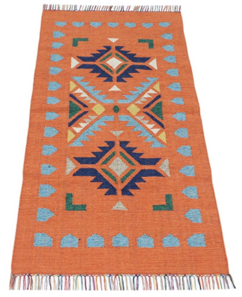 Kelim Teppich 100% Baumwolle flach gewebt mit Fransen Kilim Dhurrie 8 Designs CT