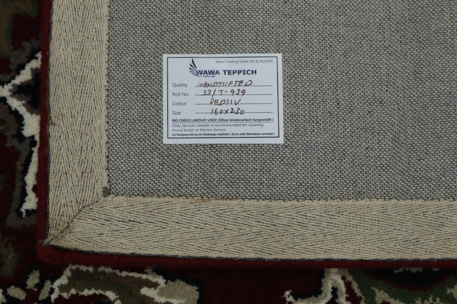 Red Oriental Rug 100% Wool 160X230 cm Handmade Hand-tufted T939