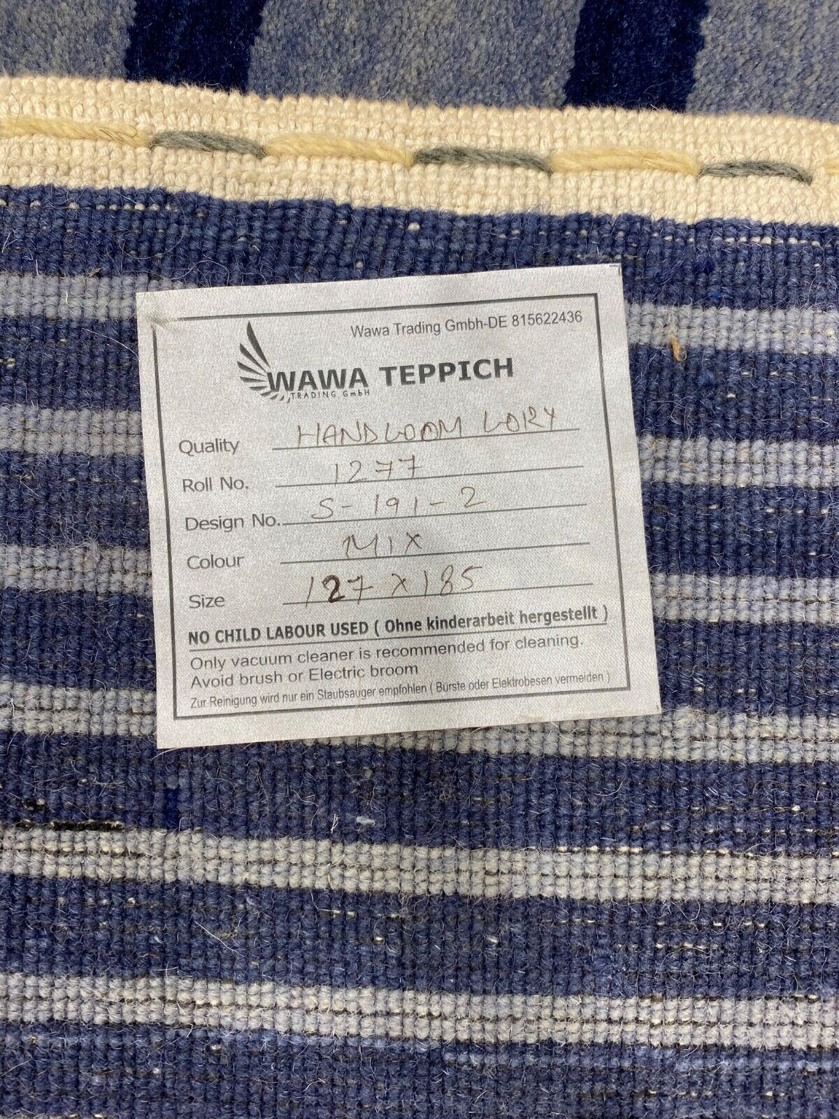 Ručně vyrobený vlněný koberec 125x185 cm Vysoce kvalitní Tmavě modrý Světle modrý Moderní 191