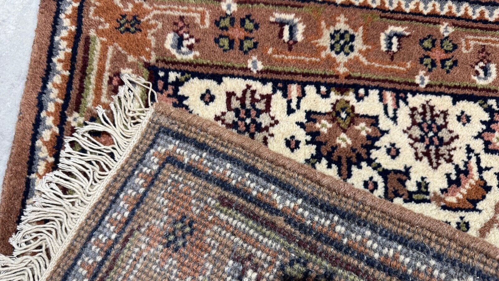 Herati Handgeknüpft Teppich 100% Wolle Orientteppich Beige Braun