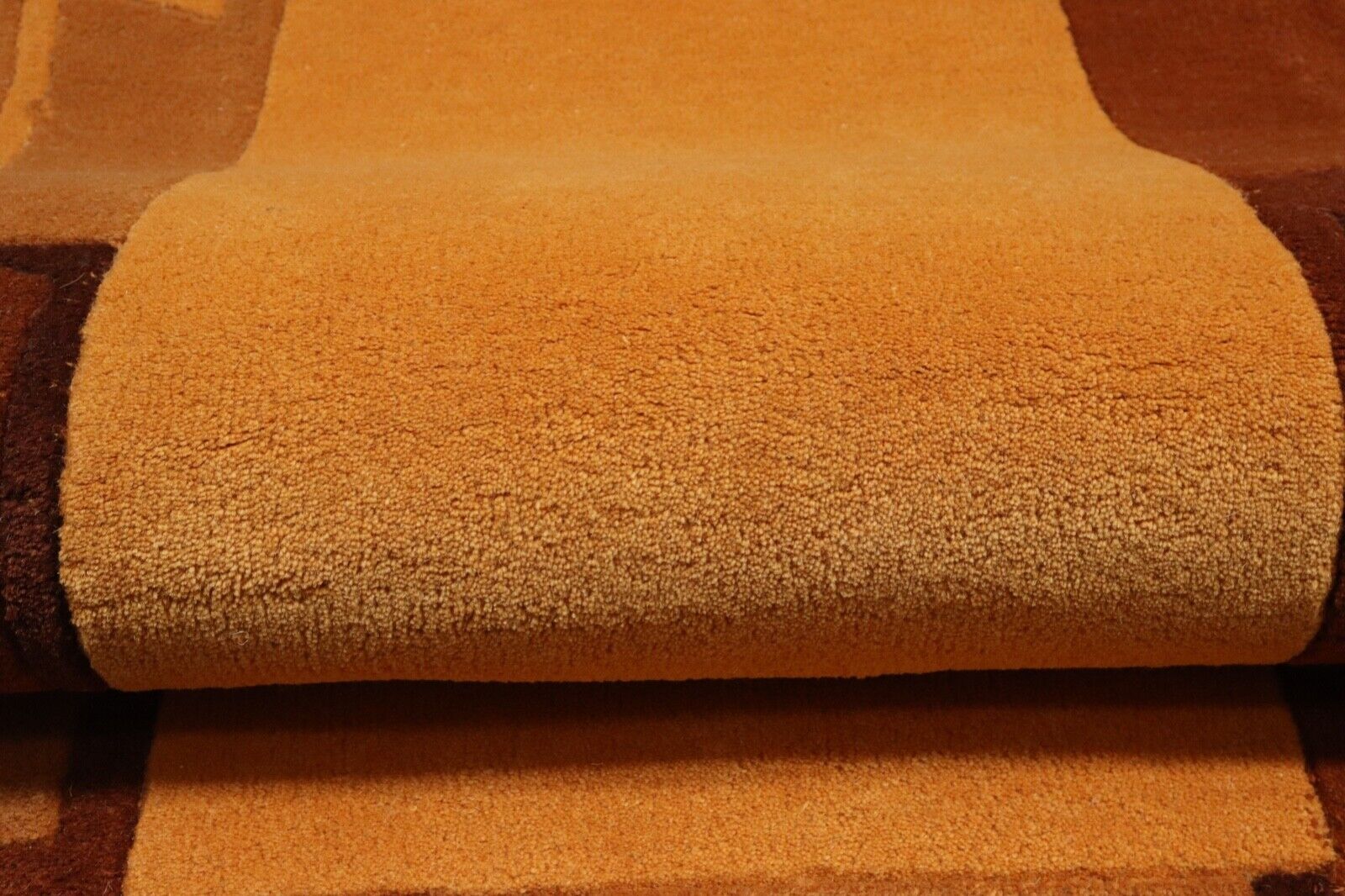 Teppich 100% Wolle 70X140 cm Handarbeit Orange Gold Handgetuftet T1009