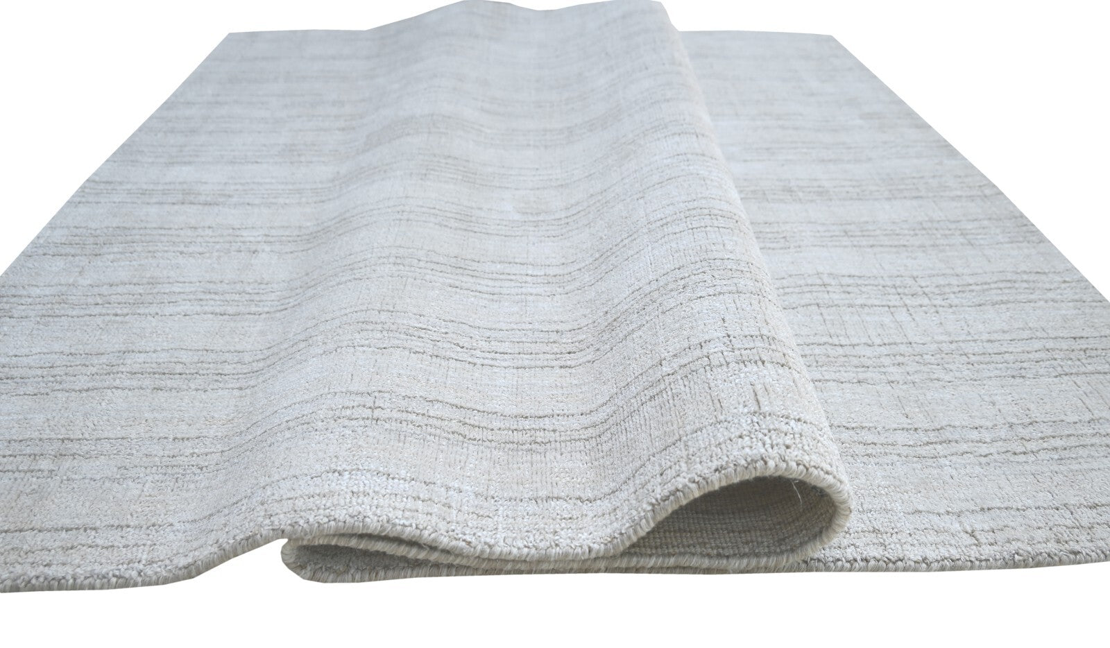 Handgewebter Teppich 120x180 Beige Glanzoptik Leinen Flach Wohnzimmer SH256