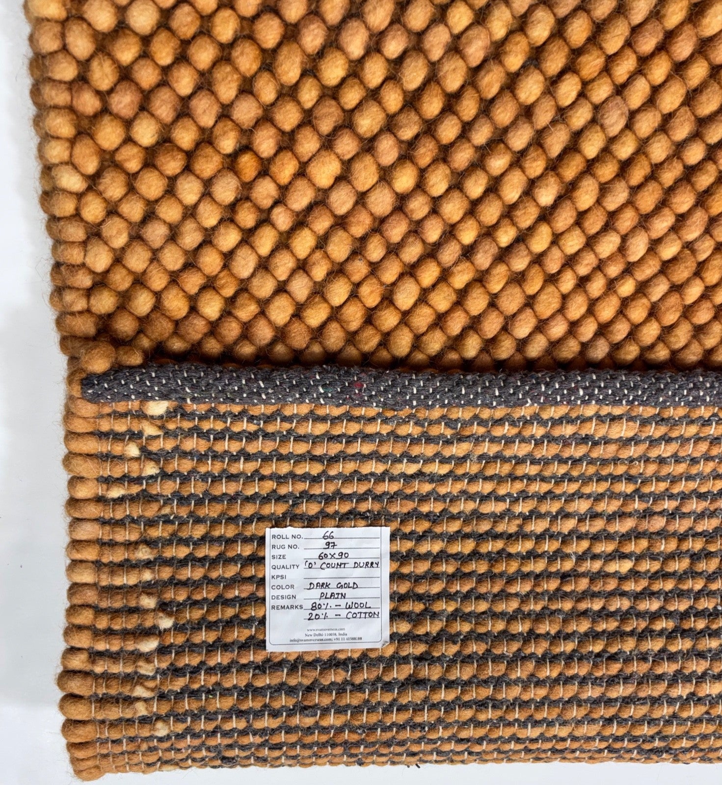 Handgefertigter Kilim Dhurry Flachgewebe design 60x90 Goldbraun Wolleteppich R97