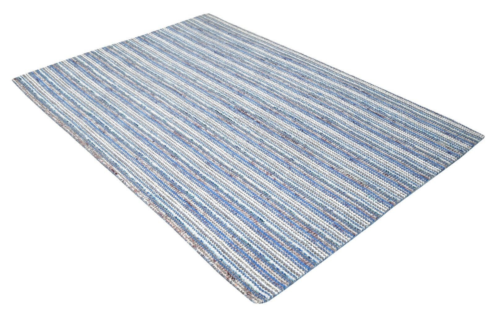 Tapis tissé à la main 150x240 cm, bleu, aspect brillant, laine, plat, salon SH110