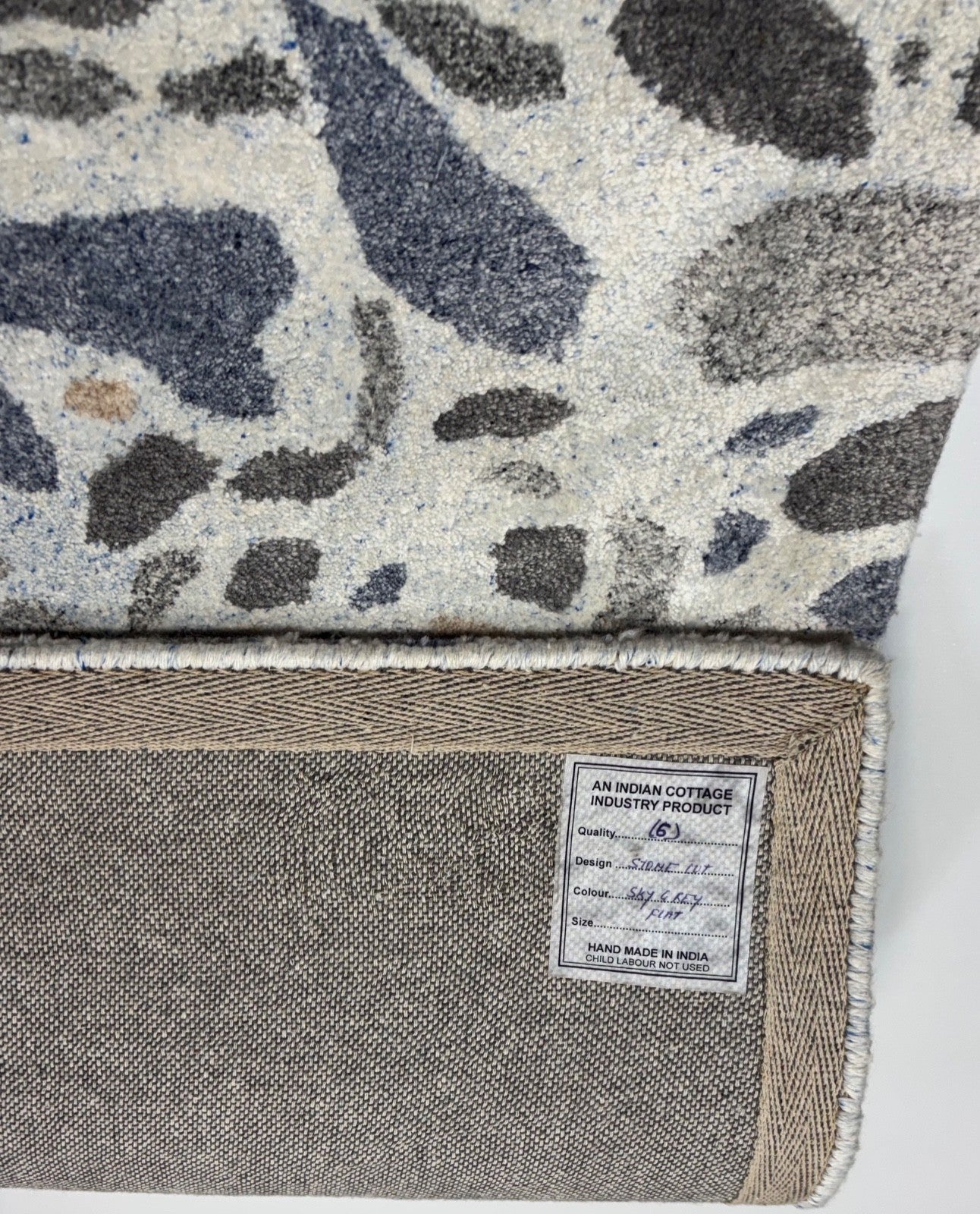 Handgetufteter Teppich 60x90 cm Beige Bunt Modern Wolle Abstraktes Design D06