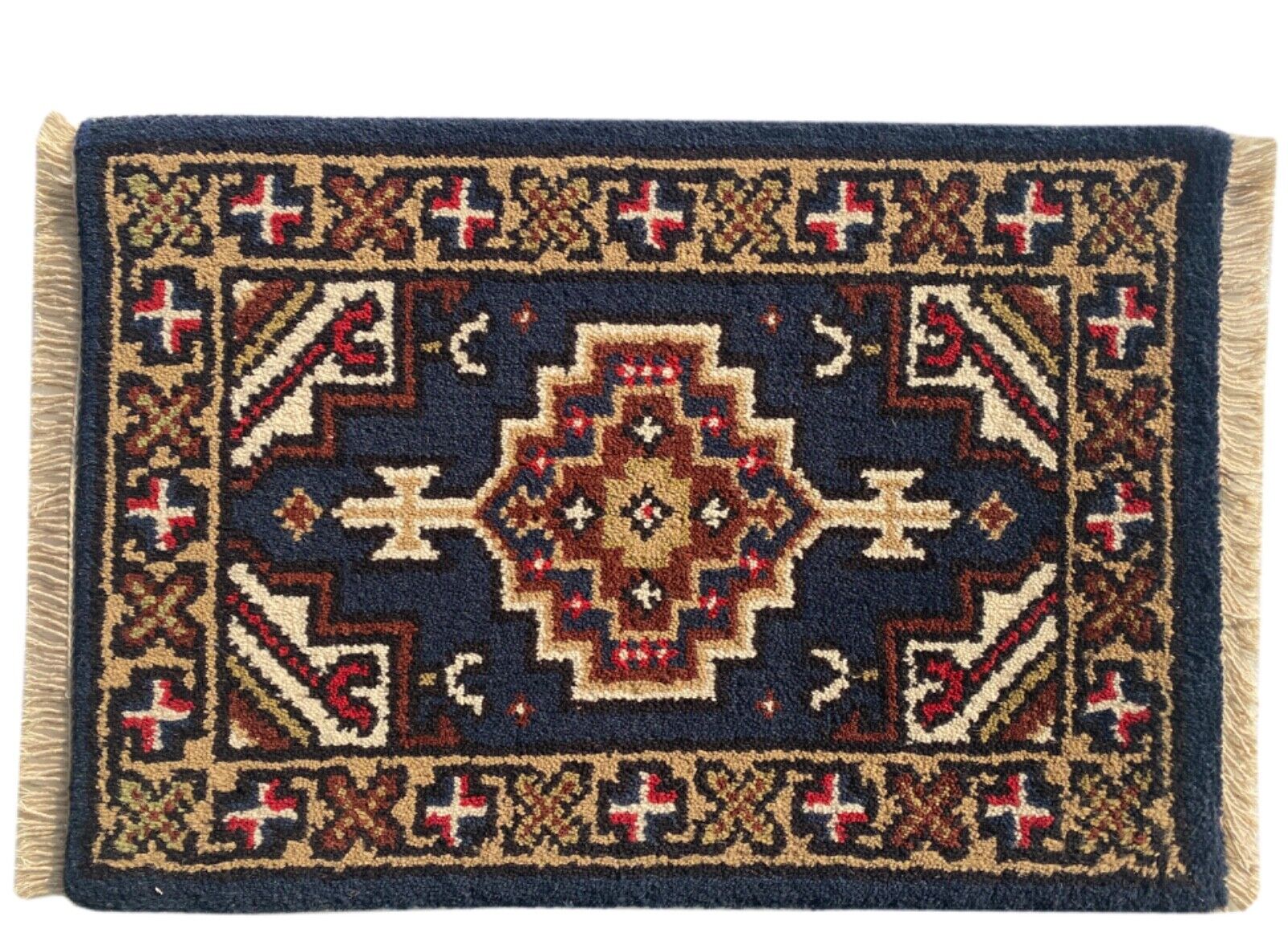 Zerbini annodati a mano blu 40x60 cm Tappetini per auto Bridge Tappeto 100% lana PH13