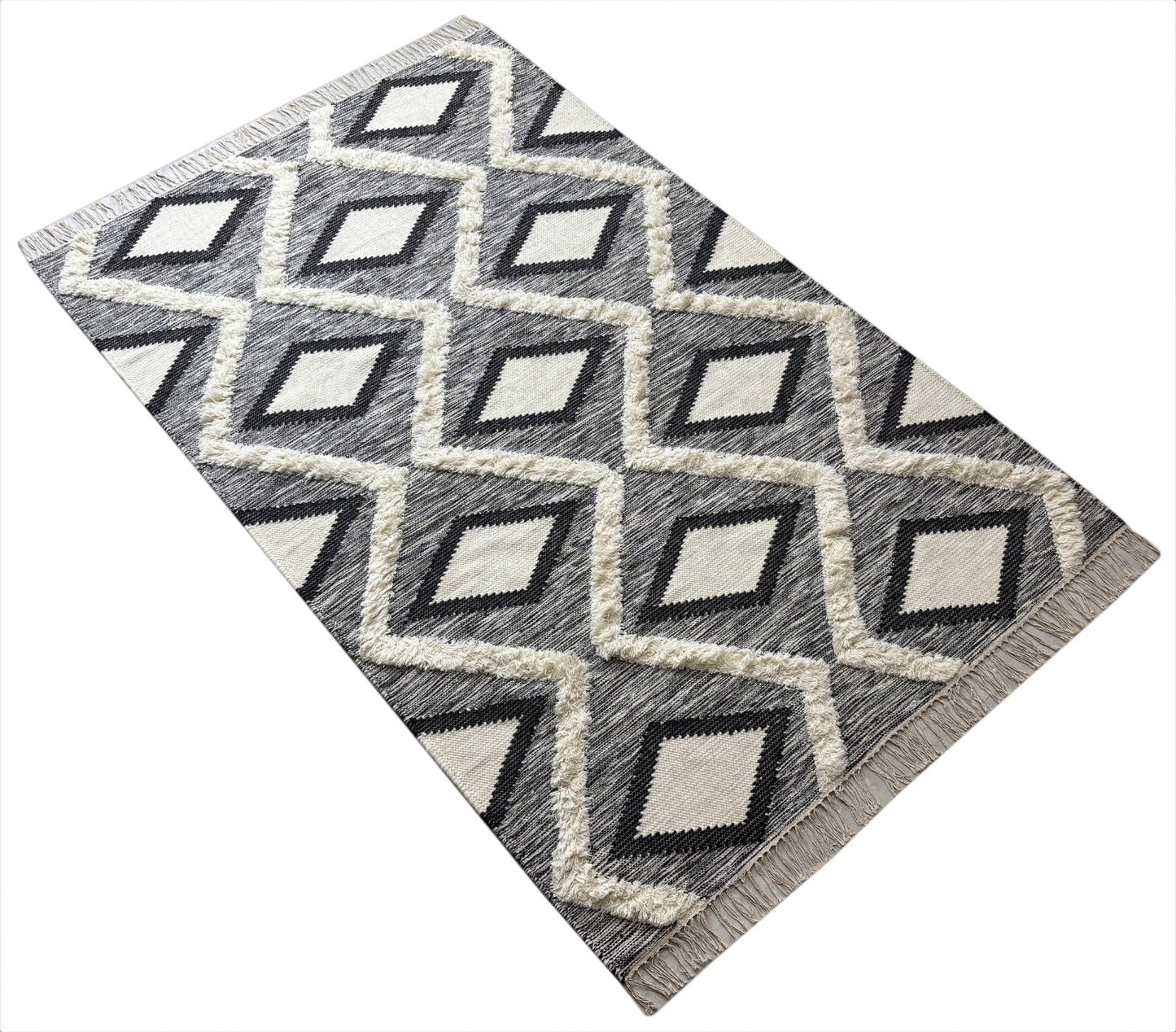 Kilim Teppich Handgewebt Wolle Beige Wohnzimmer Esszimmer 155x240 cm