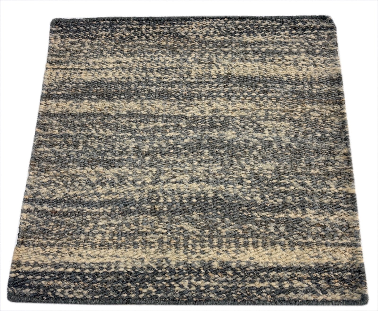 Kleiner Wollteppich 60x60 cm Handgewebt aus Wolle & Jute Naturfarben Unter D508