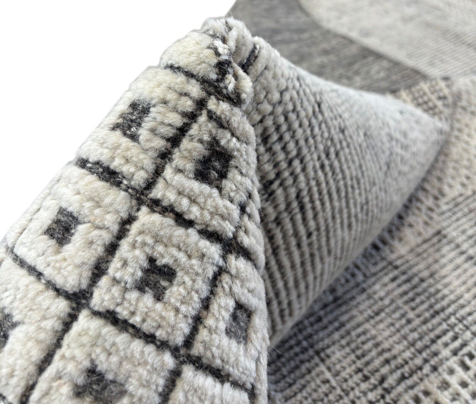 Handgeknüpfter Wollteppich 180x280 cm Kurzflor Modern Design DKD-774