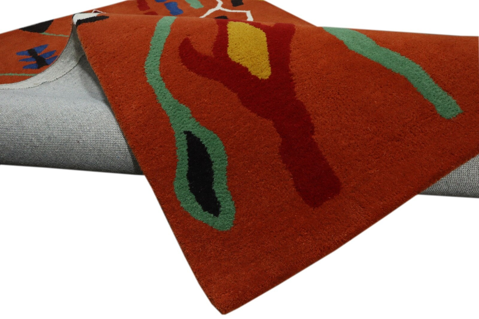 Wollteppich 120x180 Rot Bunt Marokko Muster Abstrakt Teppich Handgetuftet HT299