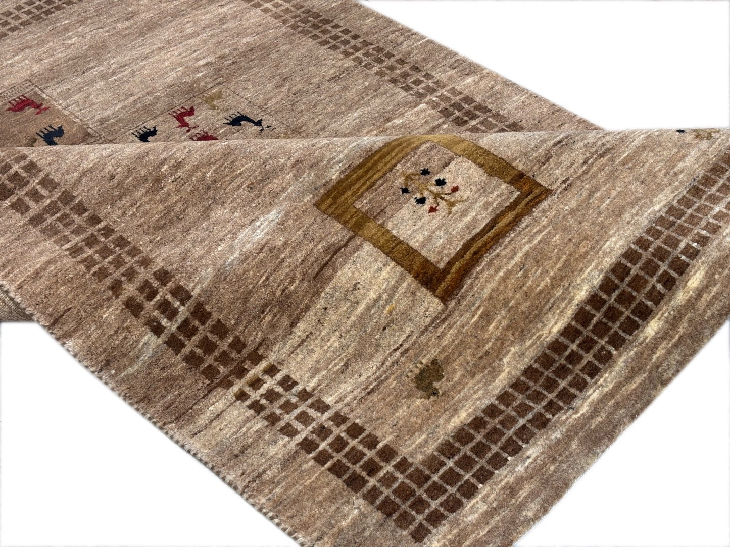 Orientteppich Handgeknüpft 100% Wolle Gabbeh Modern Muster 125x185 cm