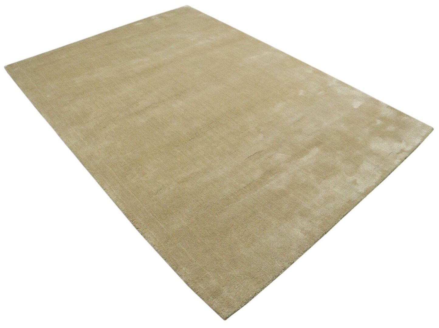 Beige Teppich 160X230 cm Handarbeit Wolle Viskose Handgetuftet T953