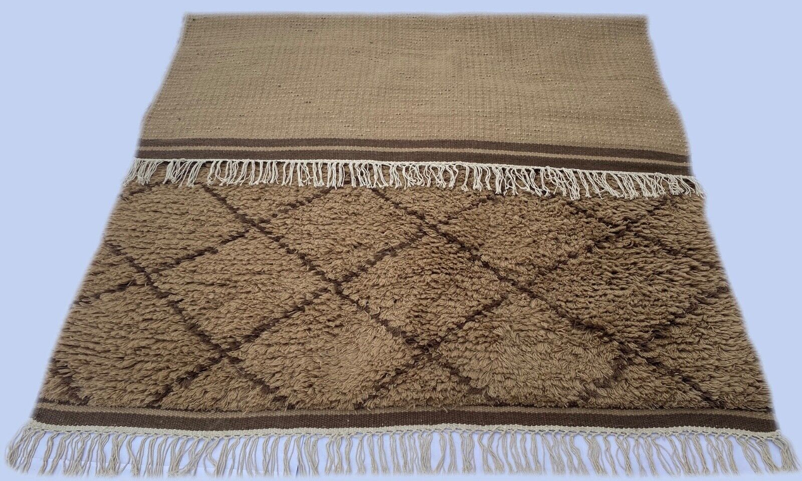 Teppich Morocco Berber Shaggy 100% Wolle Braun Handgefertigter BM1