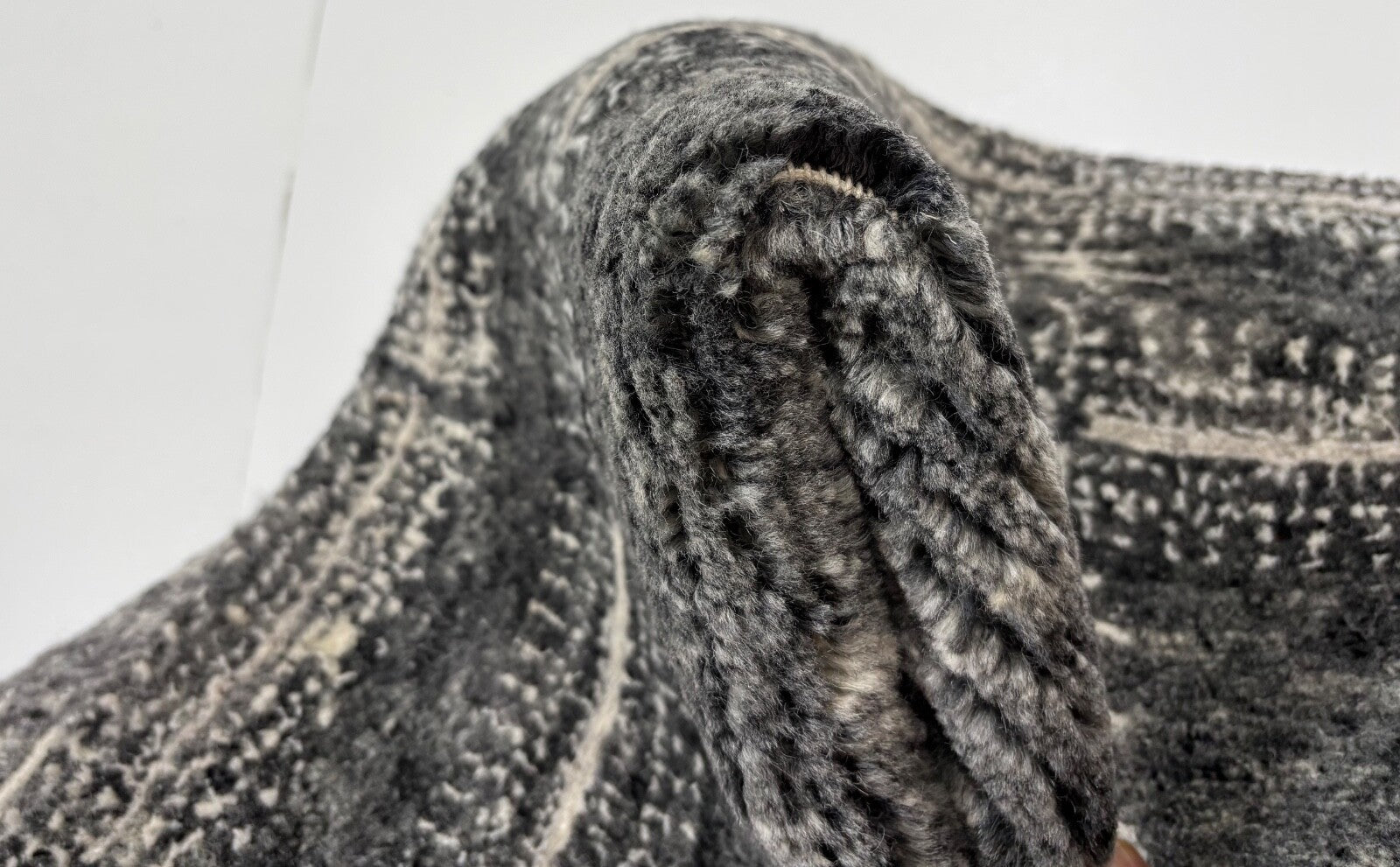 Handgeknüpfter Wollteppich 90x90 cm Dunkelgrau Modern Design Teppich R109