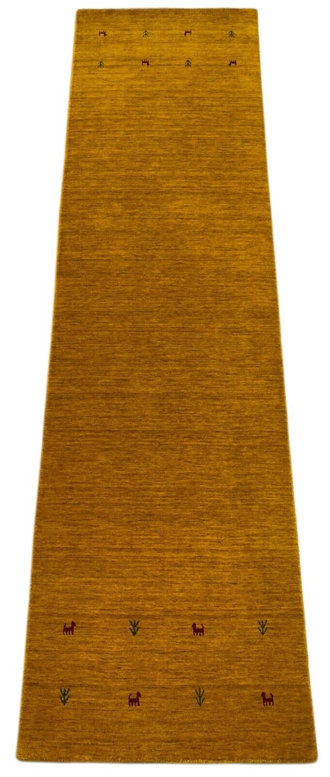 Gold Gabbeh Teppich 100% Wolle Orientteppich Handgewebt Loom Brücke G625T3