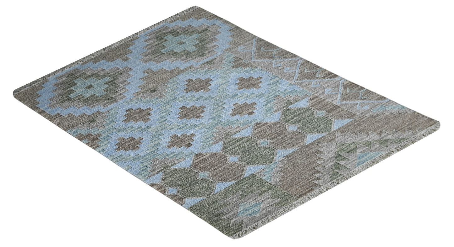 Bunter Wollteppich 120x180 cm Handgefertigt Modern Teppich sh193