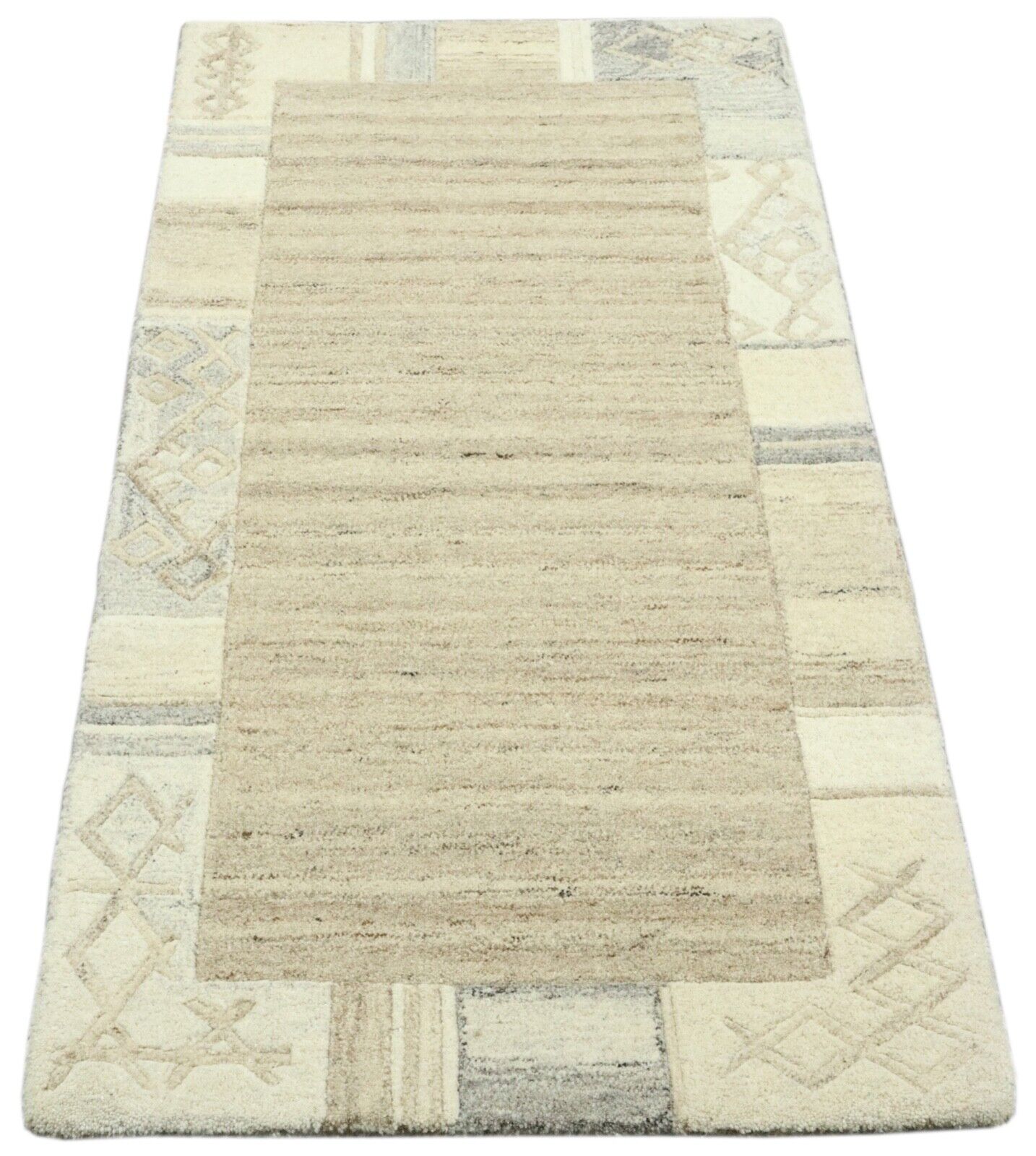Tappeto Gabbeh, 100% lana, 70x140 cm, fatto a mano, marrone, beige, annodato a mano, T1011
