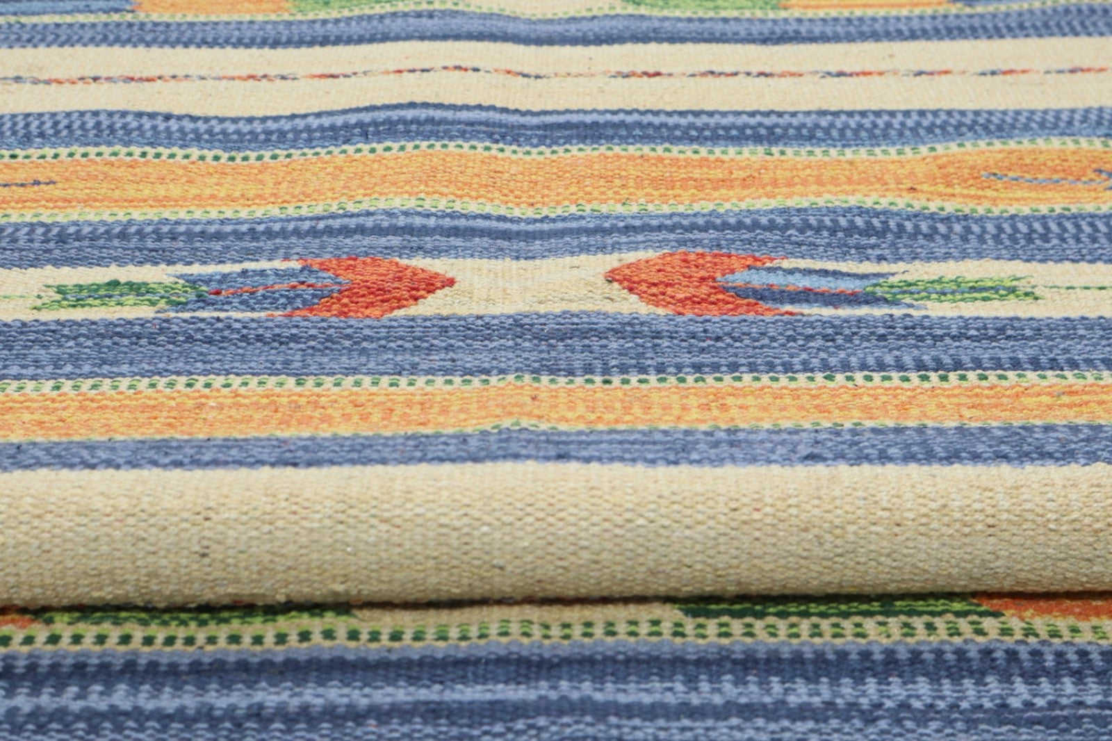 Kelim Teppich 100% Baumwolle flach gewebt mit Fransen Kilim Dhurrie 8 Designs CT