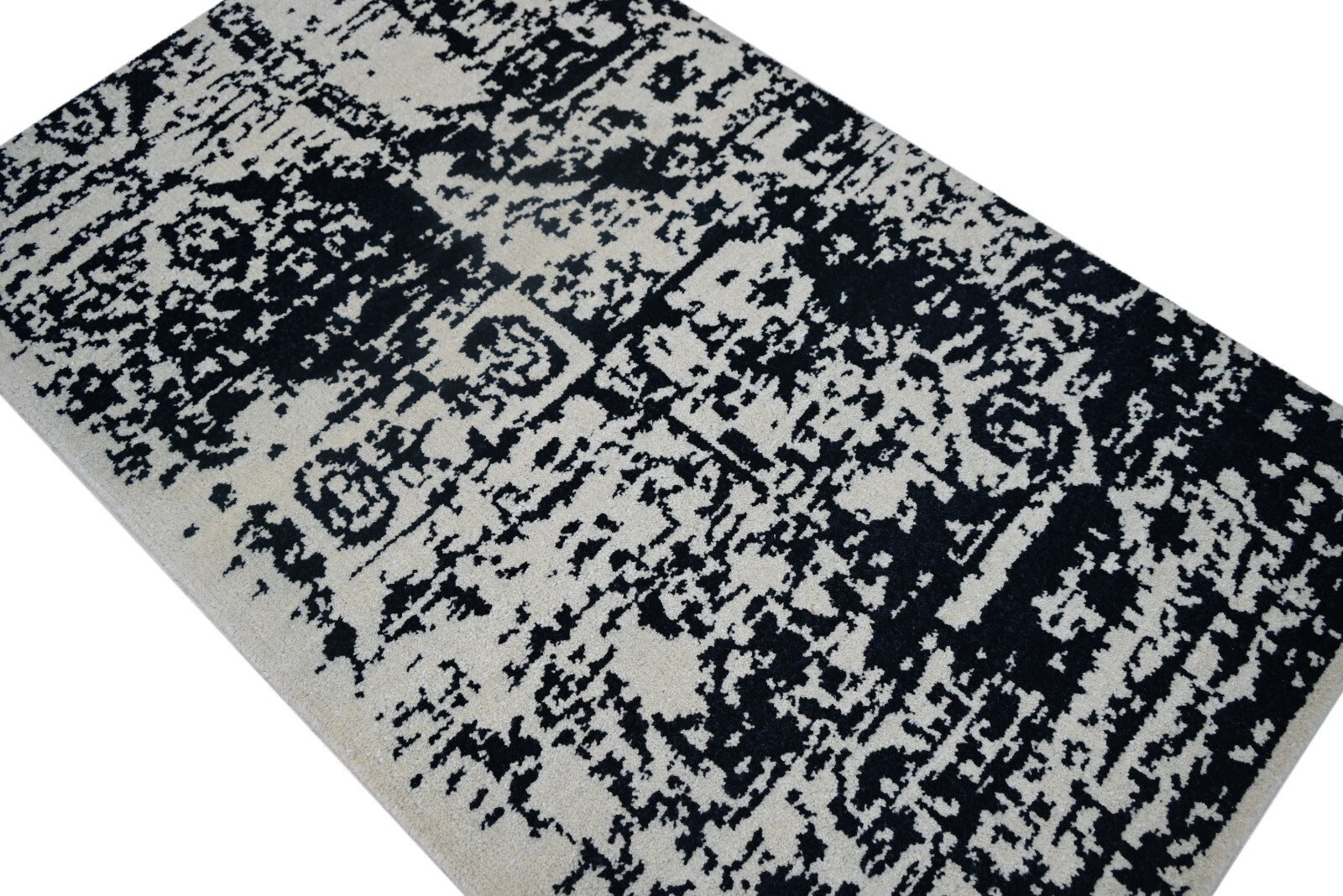 Modernes Handgeknüpfter Wolle 90x150 Vintage weiß grau Wohnzimmer Teppich SH160