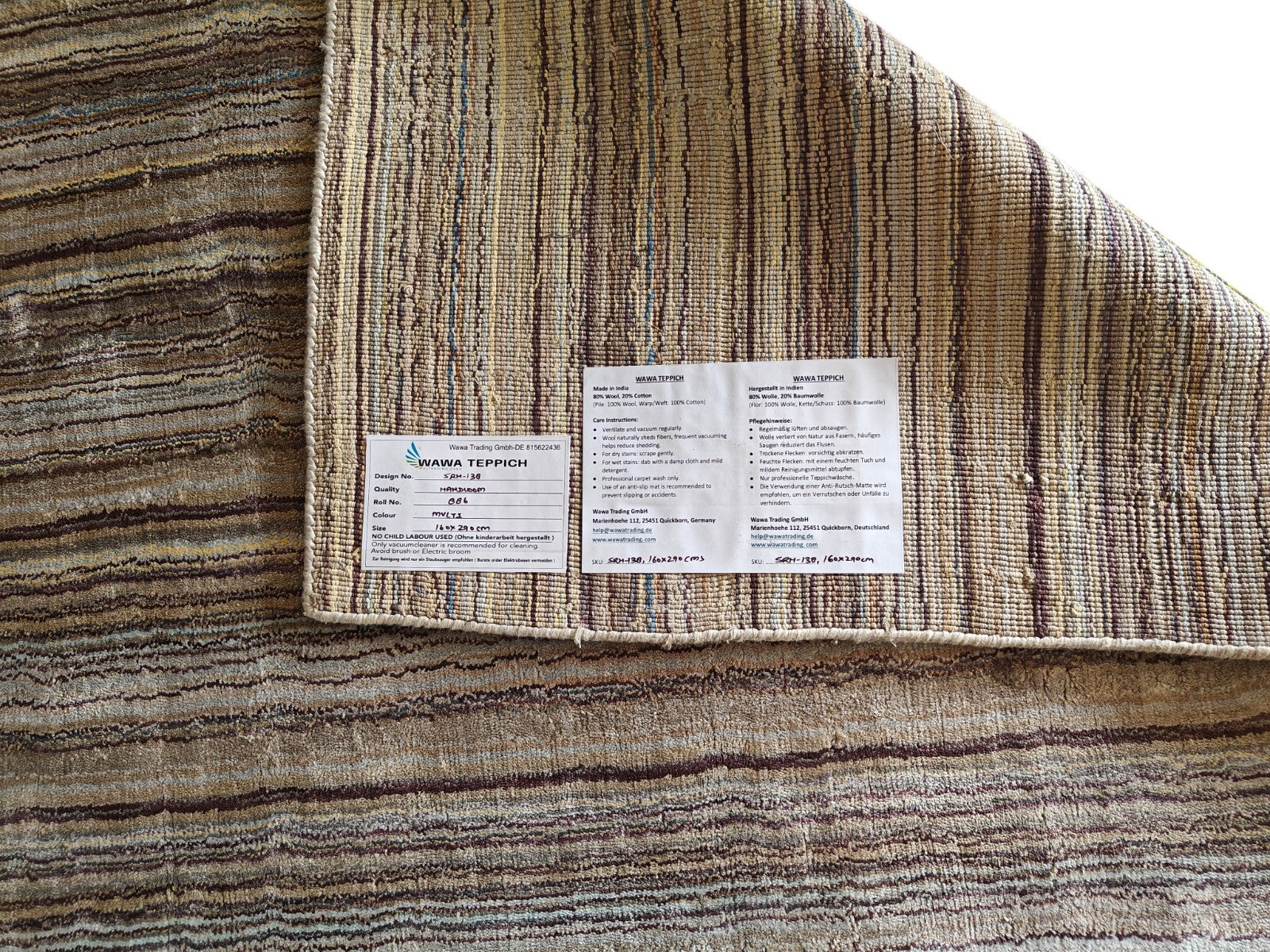 Handgewebter Teppich 160x290 Multi Glanzoptik Viskosem Wohnzimmer SH138