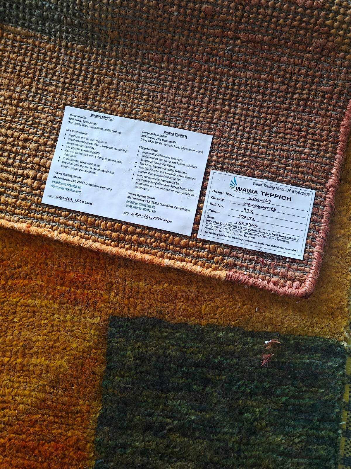 Modernes Handgeknüpfter Jute 150x240 Vintage multi Wohnzimmer Teppich SH169