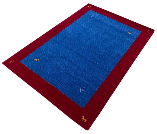 Turquoise Rot Teppich 100% Wolle Gabbeh 120x180 cm Handgewebt Home Deko WR157
