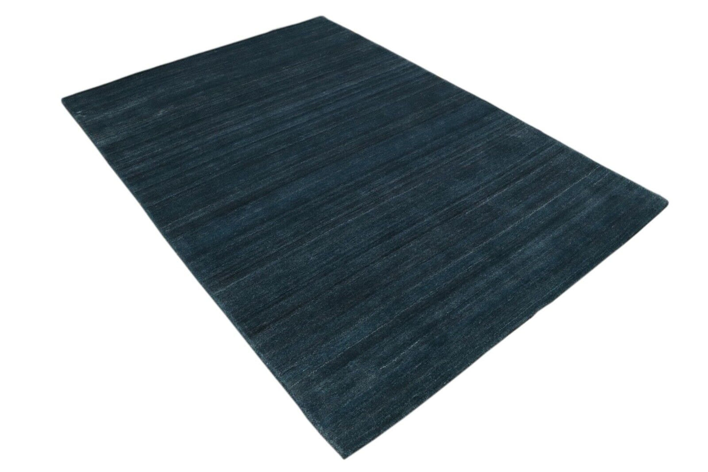 Teppich Dunkel Blau 100% Wolle 160X230 cm Handarbeit Handgetuftet T926