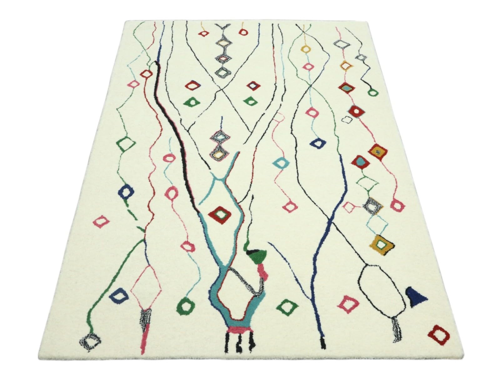 Wollteppich Bunt Berber Muster Marokko Stil Handgetuftet 120x180 cm 170X240 cm