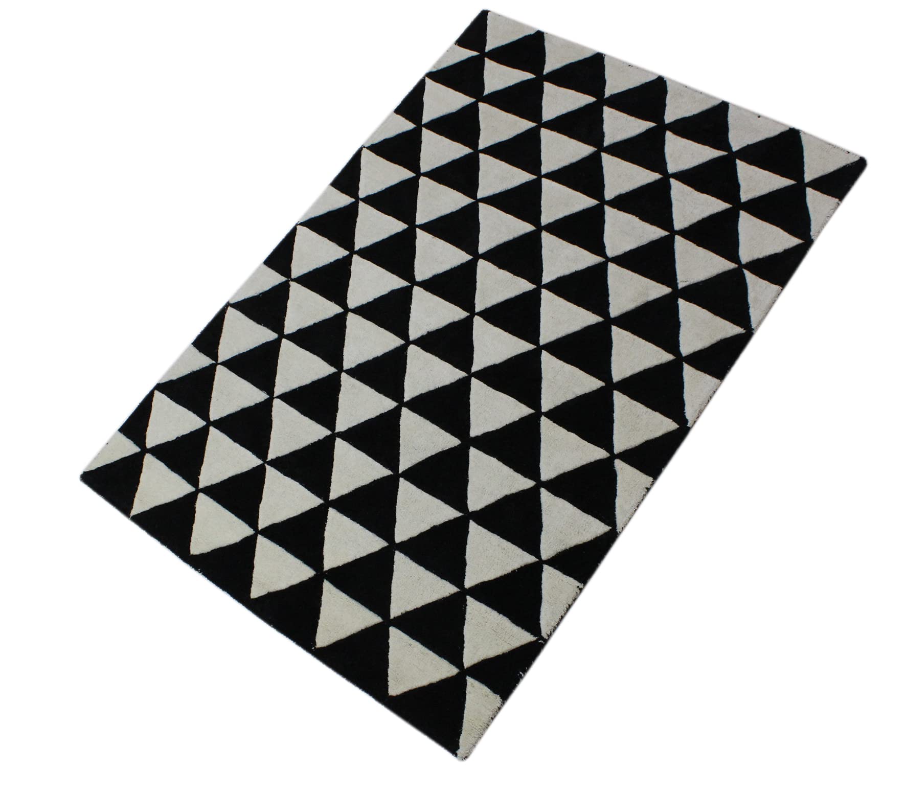 Schwarz Beige 100% Wolle Teppich Handarbeit (ME-2, 120 x 180 cm)